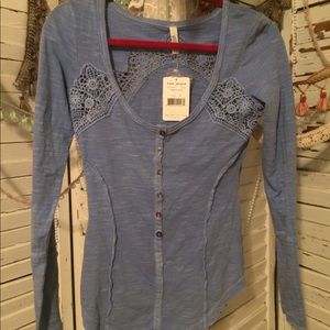 NWT Free People blue long sleeve shirt